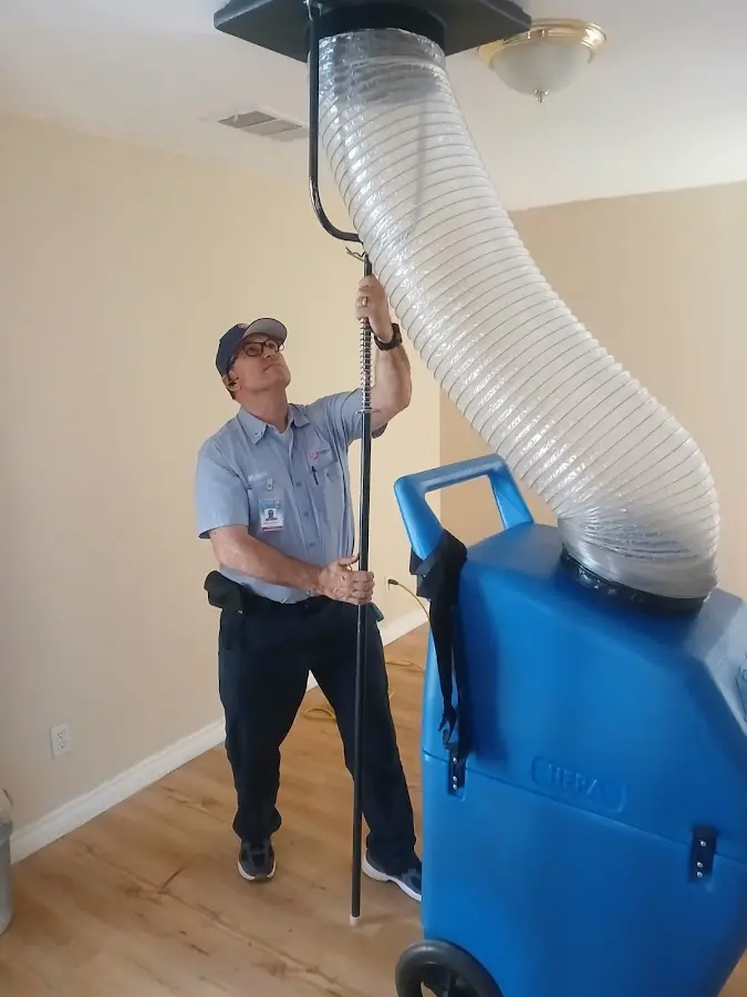 Mini Split Installation technician using HEPA equipment in Greenville